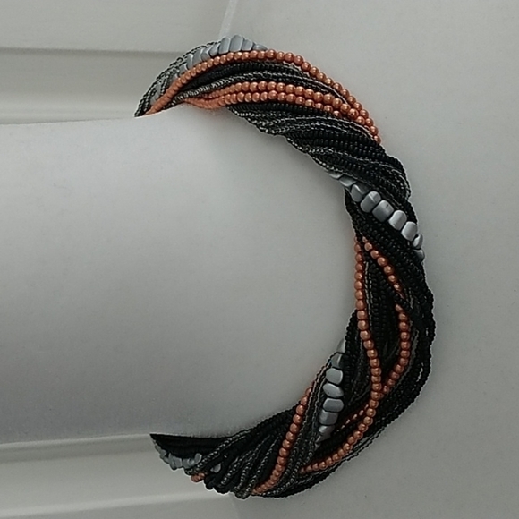 None Jewelry - Multi Beaded twisted  strand Chocker Necklace